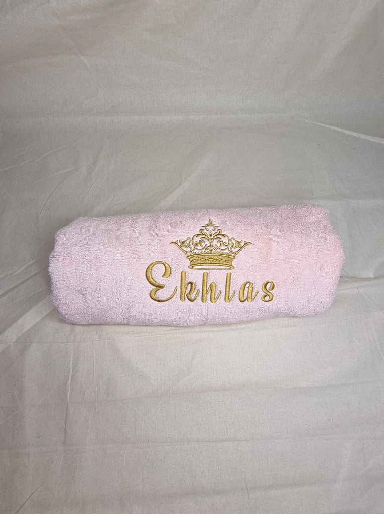 Embroidered Pink Towel  